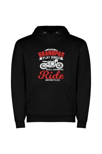 iLovePrints Grandpa's Motorcycle Rides Φούτερ με κουκούλα σε χρώμα Μαύρο