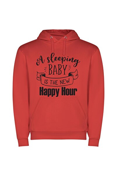 iLovePrints Blissful Slumber: New Happy Φούτερ με κουκούλα σε χρώμα Κόκκινο