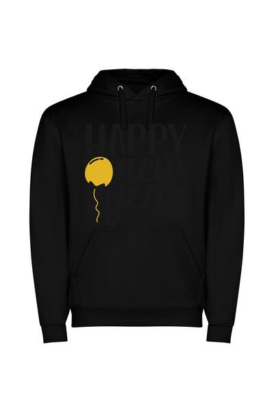 iLovePrints Joyful 2018 Balloon Delight Φούτερ με κουκούλα σε χρώμα Μαύρο