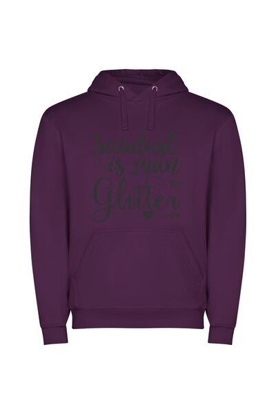 iLovePrints Glamorous Sandist Glitter Art Φούτερ με κουκούλα σε χρώμα Μωβ