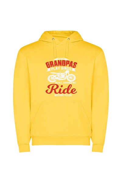 iLovePrints Grandpa's Motorcycle Rides Φούτερ με κουκούλα σε χρώμα Κίτρινο