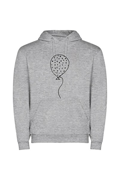 iLovePrints Monochrome Balloon Extravaganza Φούτερ με κουκούλα σε χρώμα Γκρι