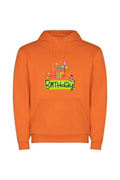 iLovePrints Joyful Balloon Crown Φούτερ με κουκούλα σε χρώμα Πορτοκαλί