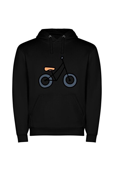 iLovePrints Classic Monochrome Bicycles Φούτερ με κουκούλα σε χρώμα Μαύρο