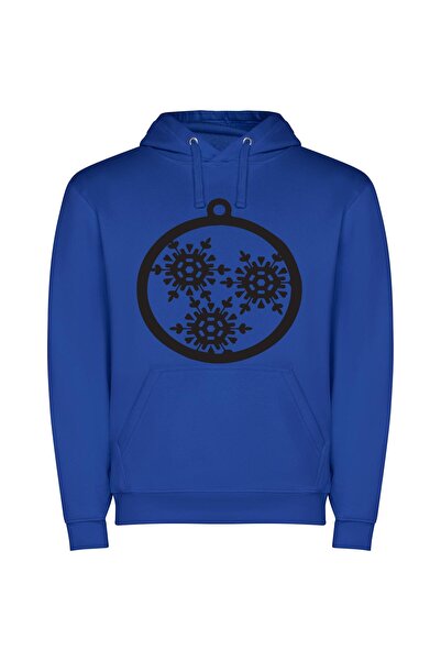 iLovePrints Elegant Snowflake Ornament Φούτερ με κουκούλα σε χρώμα Μπλε