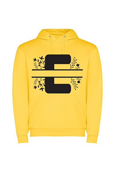 iLovePrints Fleurs F Logo Design Φούτερ με κουκούλα σε χρώμα Κίτρινο