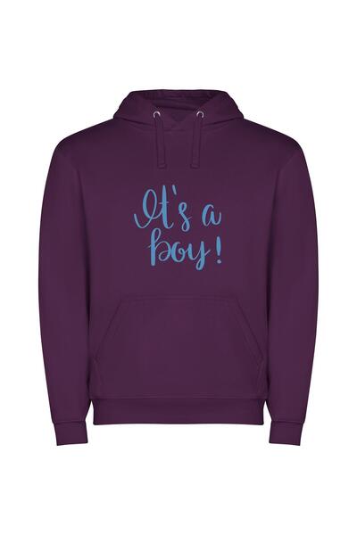 iLovePrints In Blue: It's a Boy! Φούτερ με κουκούλα σε χρώμα Μωβ