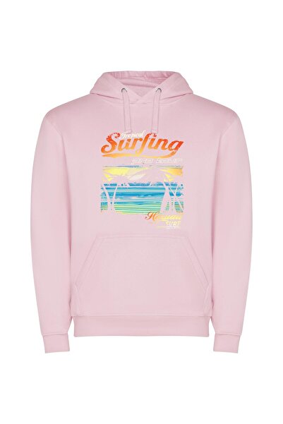 iLovePrints Tropical Surf Adventure Φούτερ με κουκούλα σε χρώμα Ροζ