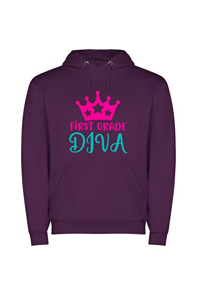 iLovePrints Glamorous Grade Diva Crown Φούτερ με κουκούλα σε χρώμα Μωβ