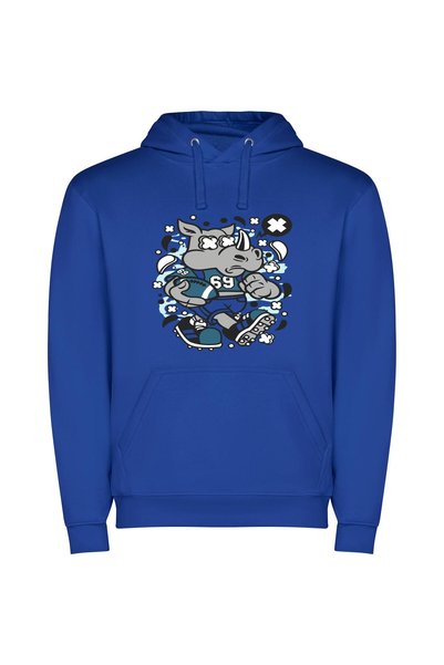 iLovePrints Rhino Ball Run Φούτερ με κουκούλα σε χρώμα Μπλε