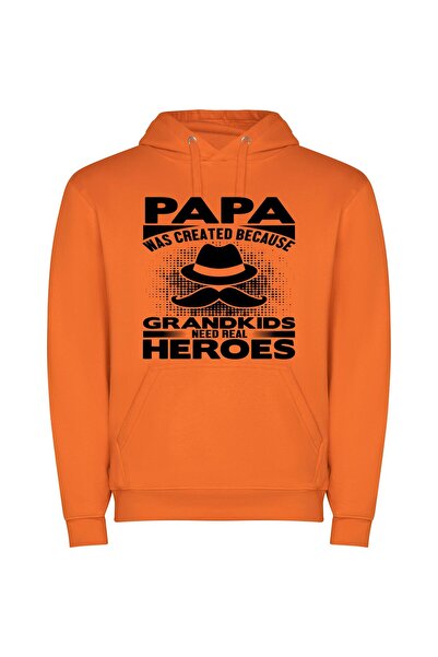 iLovePrints Magnificent Grandfatherly Hero Φούτερ με κουκούλα σε χρώμα Πορτοκαλί