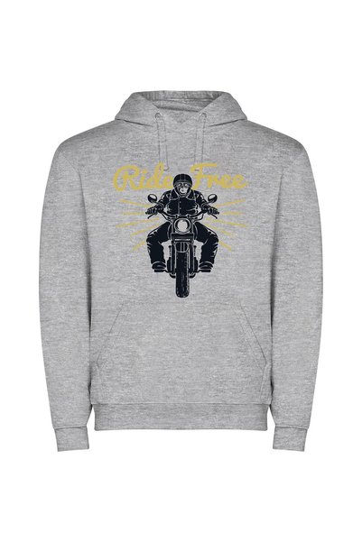 iLovePrints Chasing the Wind: Biker Φούτερ με κουκούλα σε χρώμα Γκρι