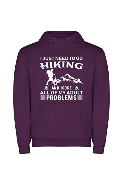iLovePrints Escaping Adult Woes: Adventuring Φούτερ με κουκούλα σε χρώμα Μωβ