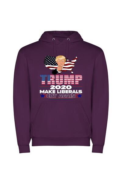 iLovePrints Trump: A Presidential Portrait Φούτερ με κουκούλα σε χρώμα Μωβ