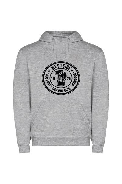 iLovePrints Sleek Fight Club Insignia Φούτερ με κουκούλα σε χρώμα Γκρι