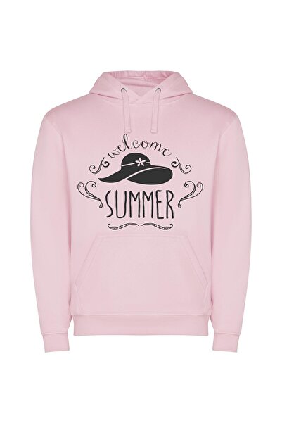 iLovePrints Summer's Monochromatic Greeting Φούτερ με κουκούλα σε χρώμα Ροζ