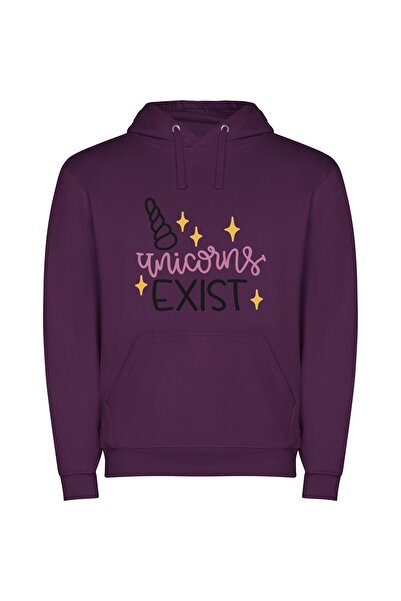 iLovePrints Existential Unicorn Escape Φούτερ με κουκούλα σε χρώμα Μωβ
