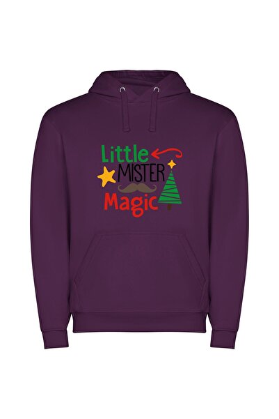 iLovePrints Mystic Christmas Mustache Magic Φούτερ με κουκούλα σε χρώμα Μωβ