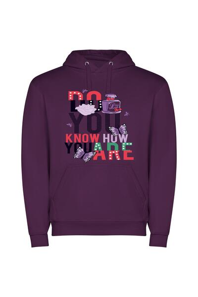 iLovePrints Know Yourself Fashionably Φούτερ με κουκούλα σε χρώμα Μωβ