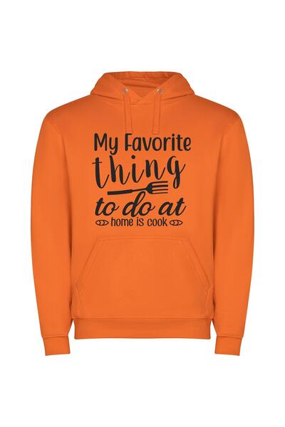 iLovePrints Home Cooking: My Favorite! Φούτερ με κουκούλα σε χρώμα Πορτοκαλί