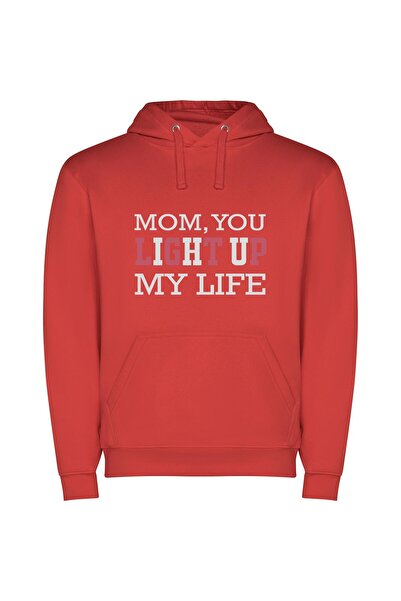 iLovePrints Mom's Radiant Glow Φούτερ με κουκούλα σε χρώμα Κόκκινο