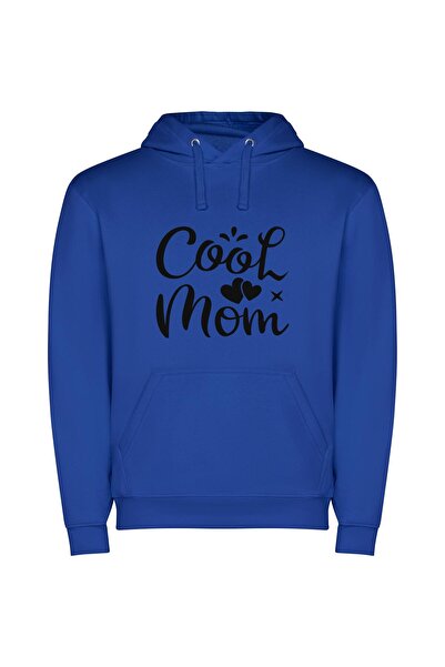 iLovePrints Mood-Boosting Cool Mom Φούτερ με κουκούλα σε χρώμα Μπλε