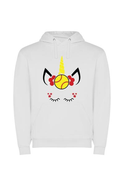 iLovePrints Horned Baseball Hero Φούτερ με κουκούλα σε χρώμα Λευκό