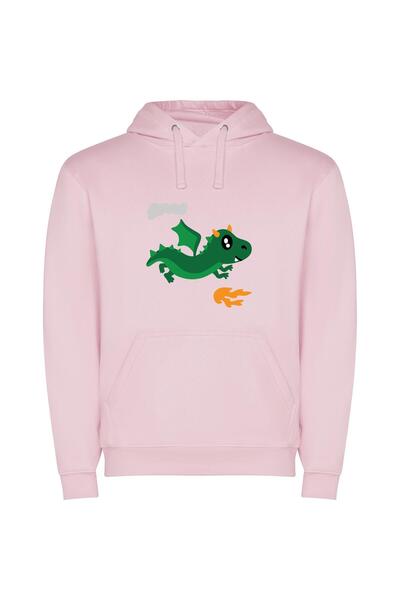 iLovePrints Fiery Dragon's Flight Φούτερ με κουκούλα σε χρώμα Ροζ