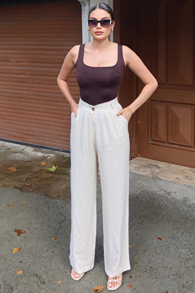 KECHİ WOMAN Linen Fabric Palazzo Summer Trousers