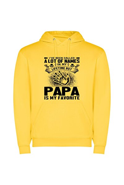 iLovePrints Beloved Papa: An Enduring Name Φούτερ με κουκούλα σε χρώμα Κίτρινο