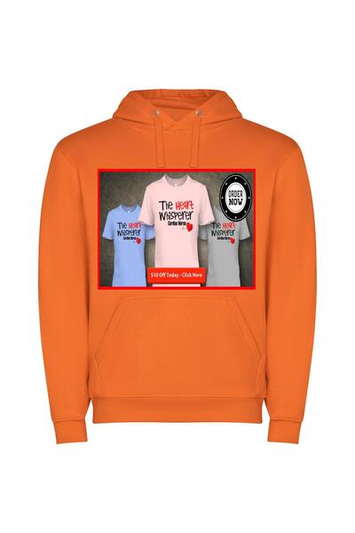 iLovePrints Whispering Heart Nurse Apparel Φούτερ με κουκούλα σε χρώμα Πορτοκαλί