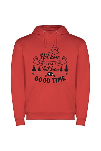 iLovePrints Time: Make It Count Φούτερ με κουκούλα σε χρώμα Κόκκινο