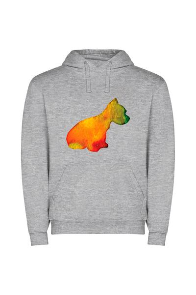 iLovePrints Flaming Corgi: Digital Masterpiece Φούτερ με κουκούλα σε χρώμα Γκρι