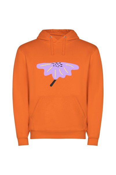 iLovePrints Dotted Violet Blossom Φούτερ με κουκούλα σε χρώμα Πορτοκαλί