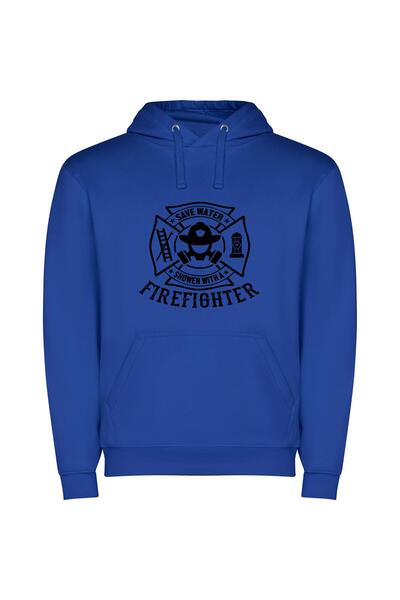 iLovePrints Water-saving Hero Emblem Φούτερ με κουκούλα σε χρώμα Μπλε