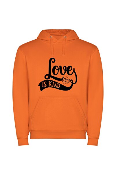 iLovePrints Infinite Love's Kind Features Φούτερ με κουκούλα σε χρώμα Πορτοκαλί