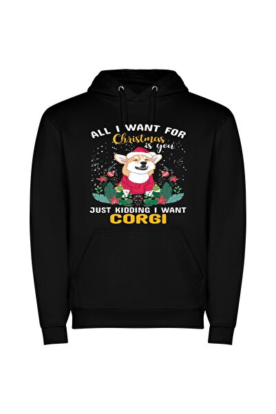 iLovePrints Festive Furry Friends: Corgi, Fox, Shiba Φούτερ με κουκούλα σε χρ...