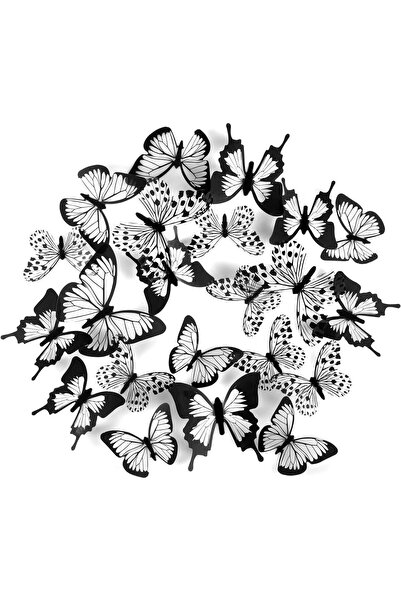 Bukela 24pcs 3D Butterfly Wall Stickers Black White Butterfly Wall Decals Art...