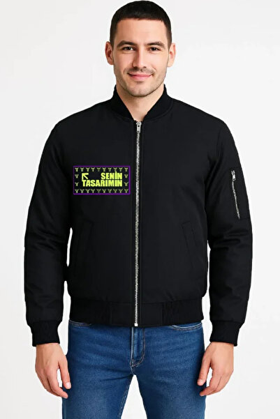 Veraura Lifestyle Front Back Bomber Jacket - Black