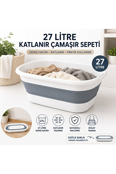 Mihremir 27 LT Katlanabilir Çamaşır Sepeti -