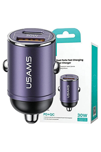 Usams Încărcător auto 1x USB 1x USB-C C38 30W PD Pentru iPhone-uri