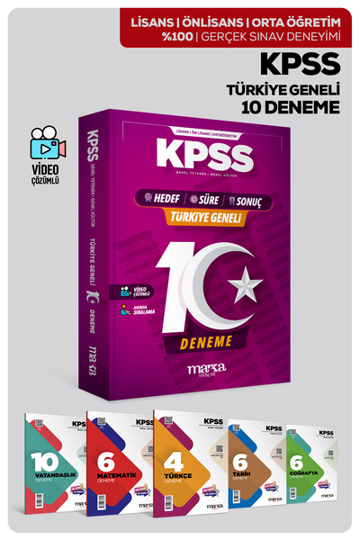 Marka Yayınları KPSS 2026 Genel KÜLTÜR Genel YETENEK Türkiye Geneli 10 Deneme...