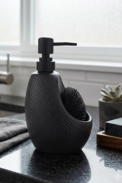 ALBETTO Porcelain Liquid Soap Dispenser 500ml Spray Paint Black 3559