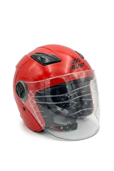 Ümit OSO HELMET YARIM KASK GÖZLÜKLÜ KIRMIZI - M BEDEN