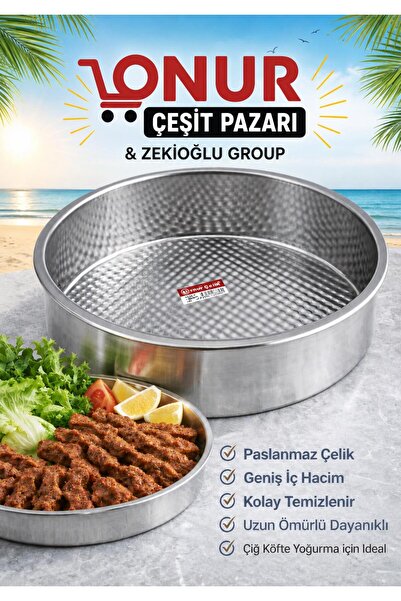 Muhtelif Stainless Steel Raw Meatball Tray Basin No: 1 Depth: 6 cm Diameter: ...