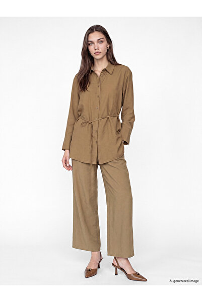 LC Waikiki Beige Elastic Waist Modal Blend Women's Trousers
