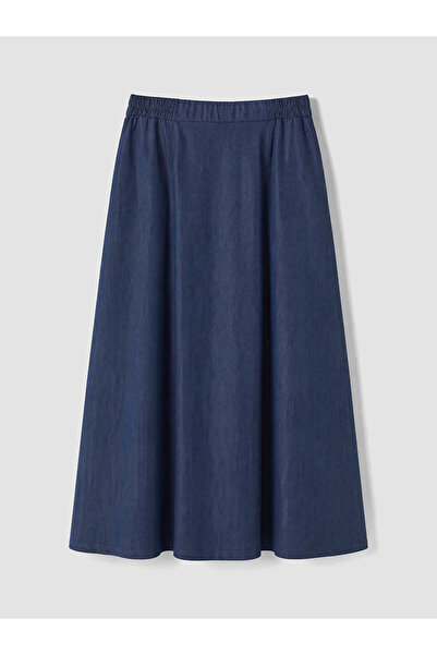 LC Waikiki Black Flared Jean Skirt with Elastic Waist