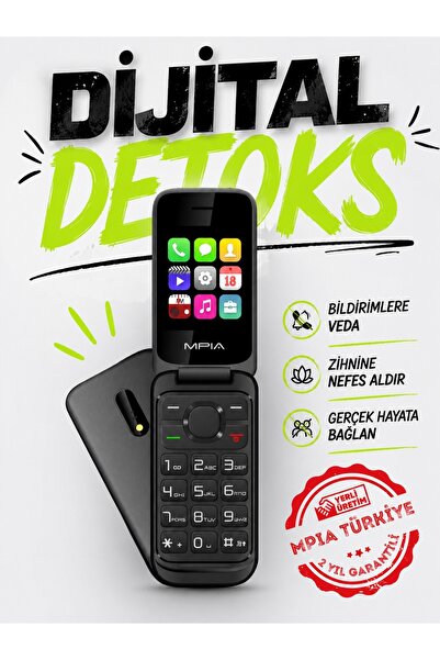 MPIA Yerli Üretim Kapaklı Kamerasız Tuşlu Detoks Cep Telefonu Öğrenci Yaşlı B...