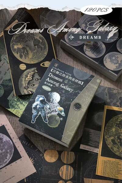 Buka Shops Scrapbook and Junk Journal Material Paper 120 Sheets Astronomy and...