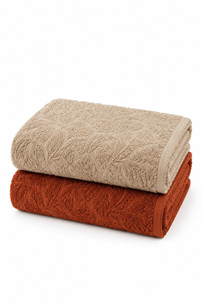 Elif Mira 2-Piece Jacquard Large Size Bath Towel 90X150 cm 100% Cotton Lorea ...
